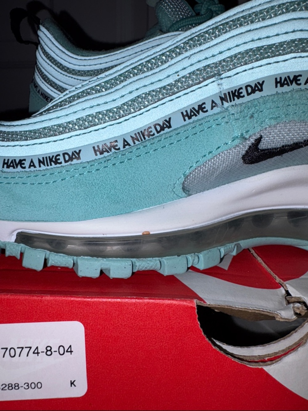 Nike Kid’s Air Max 97 GS Mint Teal Sneakers - Picture 5 of 13